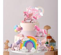 1 pezzo/4 pezzi/13 pezzi/Set Decorazioni per Torte a Tema Arcobaleno e Unicorno, Adatte per Compleanno, festa di nascità, Decorazione Torta per Feste di Matrimonio 13 pezzi/set,1 pz - Arcobaleno nuvol