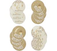 1 pezzo/4 pezzi/6 pezzi Tovaglietta rotonda in poliestere per il Ramadan, portacandele a forma di luna, tovaglietta decorata con fiori, tovaglietta resistente allo sporco per il Ramadan, adatta per ca