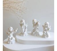 1 pezzo/4 pezzi/8 pezzi Set di statuette di angeli in resina e mini colonne romane, scatola musicale con scultura di angeli carini, adatta per libreria, scrivania, camera da letto, perfetta come regal