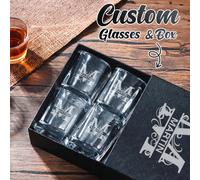 1 pezzo/4 pezzi Bicchieri da shot personalizzati con incisione laser da 2 once con nome personalizzato, scatola regalo, bicchieri da whisky, bicchieri da shot per matrimoni, regali per testimoni dello