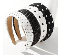 1 pezzo/4 pezzi Fascia per capelli da donna vintage a pois, adatta per uso quotidiano, appuntamenti, atmosfera fotografica, accessorio per capelli da donna 4 pezzi/set,1 pz/a pois bianchi,1 pezzo/Bian