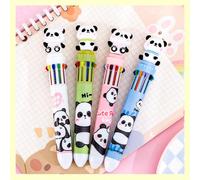 1 pezzo/4 pezzi Penne a sfera con puntina a scatto con motivo cartoni animati di panda in 10 colori, penne colorate adorabili per studenti e ragazze, una penna per bullet journal, regalo per il ritorn