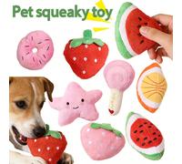 1 pezzo/4 pezzi Set di giocattoli sonori in peluche, adatti per cani e gatti di piccola taglia - a forma di lecca-lecca, stella, ciambella e fragola - per il gioco interattivo e come compagno per dorm