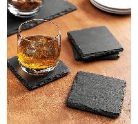 1 pezzo/4 pezzi Sottobicchieri in ardesia, sottobicchieri in pietra ardesia nera, Cuscinetti isolanti creativi, adatti per sale da tè, caffetterie, cucine, ristoranti e altri luoghi, forniture per il 