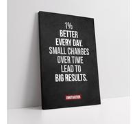 1 pezzo 40 x 50 cm in bianco e nero tela artistica da parete con citazione motivazionale "1% better every day", poster e stampe, immagine da parete per soggiorno, camera da letto, sala da pranzo