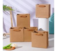 1 pezzo/5 pezzi/10 pezzi Borse regalo di carta bianche da 5,5*5,5 pollici con manici, borse quadrate di colore solido minimaliste e durevoli per feste, adatte per lo shopping, addio al celibato/nubila