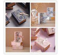 1 pezzo/5 pezzi/10 pezzi per confezione, scatola regalo in stile libro magico creativa, scatola porta regalo per matrimoni con disegni divinatori, elegante piccola scatola regalo con nastri per Natale