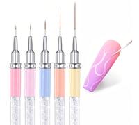 1 pezzo/5 pezzi Pennelli per arte di unghie a righe nei colori dei macarons, 5 diverse misure di testine del pennello, per dettagli minuti e disegni fini, per uso domestico e salone di arte di unghie 