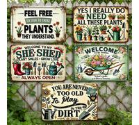 1 pezzo/5 pezzi Regalo da giardinaggio per donna, Cartello da giardino in alluminio 2D 30x20 cm, impermeabile, Cartello di benvenuto primaverile, Targa decorativa da giardino, Decorazione per portico,