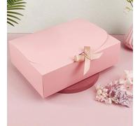 1 pezzo/ 5 pezzi Scatole regalo con coperchio, scatole regalo rosa in blocco con fiocco e nastro, scatole per proposte alle damigelle, per regali, in carta Kraft per matrimoni, Ognissanti, baby shower