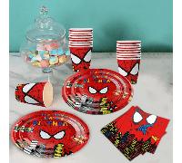 1 pezzo/50 pezzi/81 pezzi Set di stoviglie monouso a tema Spider-Man (piatto da 7 pollici + piatto da 9 pollici + bicchiere di carta + tovagliolo), include tovaglia, piatti, bicchieri, striscione, ada
