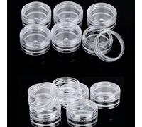 1 pezzo/50 pezzi Bottiglie di plastica trasparenti, bottiglie per creme, mini contenitori cosmetici, barattoli trasparenti piccoli, adatti per conservare accessori per arte di unghie in polvere, adatt