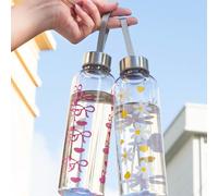 1 pezzo 550ml Bottiglia d'acqua in plastica trasparente con motivo a farfalla/margherita, infrangibile, design minimalista carino, adatta per viaggi e ritorno a scuola Arco,MargheritaPolipropilene