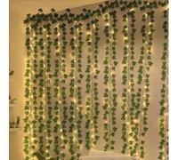1 pezzo 5m/10m Luci decorative a vite di edera artificiale, alimentate a batteria, luci a ghirlanda con foglie verdi, adatte per pareti interne, camera da letto, giardino, decorazione della casa, deco