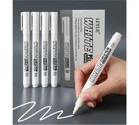 1 pezzo/6 pezzi/12 pezzi Penna bianca impermeabile con punta fine per disegno, graffiti, marcatore permanente neutro per tessuto, legno, marcatura 1 pz,6 pezzi,12 pezzi (con scatola di carta)Policloru