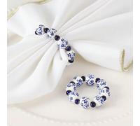 1 pezzo/6 pezzi Decorazioni per tovaglioli, anelli per tovaglioli, in porcellana dipinta a mano blu e bianca, decorazione per la casa, decorazione da tavola, matrimonio, festa, vacanze 6 pezzi,1 pcPia