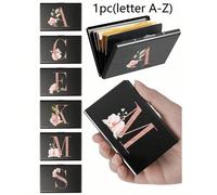 1 pezzo -6 slot per carte sottile porta carte oro rosa iniziale nome dalla A alla Z modello portafoglio ID banca Malist sottile portafogli in metallo alluminio banca scatola per carte borsa uomo metal