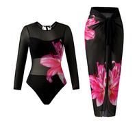 1 pezzo a maniche lunghe rashguard costume da bagno atletico con abito da spiaggia per prendere il sole surf nuoto costume da bagno donna manica lunga