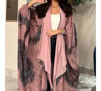 1 pezzo Abaya elegante e casual in tessuto di raso stampato, stile aperto all'araba di moda a Dubai, lunga vestaglia cardigan, adatta per uso quotidiano e raduni, senza hijab, per la primavera di Eid 