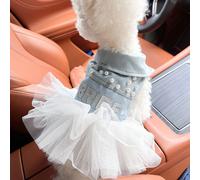 1 pezzo Abito da sposa con decorazioni a perle e stampa di lettere carino per cani e gatti di piccola taglia, comodo e alla moda L,M,S,XL,XSBlocchi di colore,LetterePoliestere