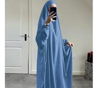 1 pezzo Abito donna in tessuto Nida, tinta unita, traspirante, morbido, ampio e confortevole, con laccio, adatto per uscire, pregare, abito, scialle, abaya, hijab di Dubai quadriPoliestere