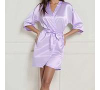 1 pezzo Accappatoio da donna elegante a tinta unita con laccio, corto e sexy in seta satin morbida, adatto per sposa, damigella d'onore, uso domestico, stagione dei matrimoni, abito corto con lettera 