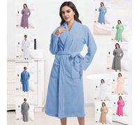 1 pezzo Accappatoio unisex con bavero, lungo, caldo e soffice, disponibile in più colori, morbido e soffice, assorbente e ad asciugatura rapida, accappatoio da donna, accappatoio da uomo, accappatoio 