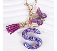 1 pezzo Accessorio ciondolo zaino da ragazza, nappa, farfalla, glitter, cristallo, portachiavi con lettera iniziale, accessori auto, ciondolo per borsa, accessori scolastici, stile gotico Y2K, idee re
