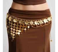 1 pezzo Accessorio per donna con moneta dorata, campanellino e nappine, catena bohémien, decorazione con monete per vita gonna/abito, versatile per uso quotidiano 120,70/80,90/100GeometricoLega di fer