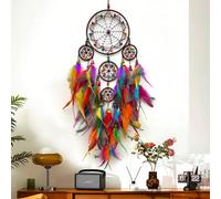 1 pezzo Acchiappasogni fatto a mano con piume, decorazione da parete con campanellini, acchiappasogni alla moda per decorazione della casa, matrimonio, camera da letto (le piume sono artificiali) colo