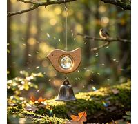 1 pezzo Acchiappasole in cristallo, campanello a vento in legno vintage con uccellino e campanello in metallo, decorazione da appendere, adatto per giardino, finestra, interno ed esterno, regalo per l