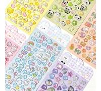 1 pezzo Adesivi 3D in rilievo carini, design di cartoni animati kawaii di animali/personaggi, decalcomanie in epossidica cristallina trasparente per cover di telefono, scrapbooking, diario, artigianat