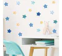 1 pezzo Adesivi creativi a forma di stella blu e gialla, decorazione per pareti e soffitti della camera da letto, decorazione per la casa, decorazione per le vacanze 30x20cm,30x60cmstampa dappertuttoP