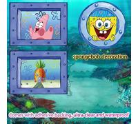 1 pezzo Adesivi di SpongeBob SquarePants, adesivi decorativi per la casa di SpongeBob con ananas, adesivi per finestre e pareti, vari adesivi 3D a pennellata impermeabili e anti-polvere autoadesivi. s