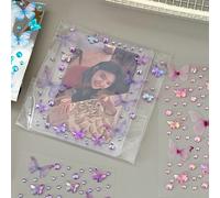 1 pezzo Adesivi in chiffon trasparente a farfalla iridescente a 5 colori, adesivi 3D a farfalla super brillanti con strass, adatti per decorare album di ritagli, cancelleria per scrivanie o trucco, fo