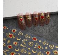 1 pezzo Adesivi per unghie decorativi 3D con cuore dorato, stelle olografiche, sole, stile Y2K, per decorazione unghie fai-da-te, accessori per manicure Animale,Geometrico,Grafico,Halloween,A strisce,