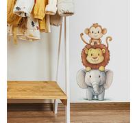 1 pezzo Adesivo da parete ad acquerello con disegno carino di animali - elefante e scimmia - in PVC autoadesivo, adatto per decorazione di stanza dei giochi/camera dei bambini, soggiorno, porta, decor