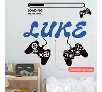 1 pezzo Adesivo da parete con joystick nero cartoni animati, testo personalizzabile, per creare uno spazio personalizzato in camera da letto, soggiorno, studio, sala giochi, rimovibile in PVC, multifu