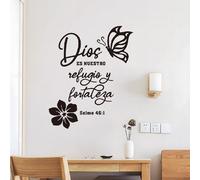 1 pezzo Adesivo da parete con versetto della Bibbia spagnolo "Gesù è il nostro rifugio e fortezza", Salmo, adesivi farfalla, adesivi decorativi in PVC impermeabile per la decorazione della casa in sog