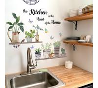 1 pezzo Adesivo grafico per cucina con pianta e slogan, decalcomania in PVC impermeabile per parete di cucina, adesivi, decalcomania da parete, decalcomania in vinile per decorazioni domestiche, artic