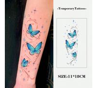 1 pezzo Adesivo tatuaggio temporaneo impermeabile, design realistico 3D con farfalla blu e cielo stellato, alla moda e adatto per le donne GraficoPolicloruri di vinile