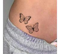 1 pezzo Adesivo tatuaggio temporaneo, stile Y2K con motivo farfalla in inchiostro nero, impermeabile e resistente al sudore, lavabile, sembra un vero tatuaggio, adatto per braccio e spalla di persone 