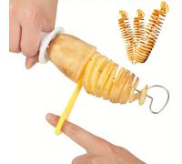 1 pezzo Affettatrice a spirale per patate con manovella manuale, affetta verdure per barbecue, patatine fritte, patate tornado Tagli Unica,2 setAcciaio inossidabile