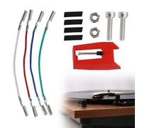 1 pezzo ago di ricambio per giradischi, con supporto pickup, viti e cavi, sistema piezoelettrico in ceramica, ABS e alluminio, facile da montare, compatibile con giradischi vinile