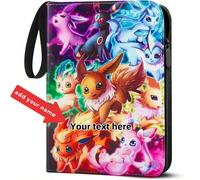1 pezzo Album per carte Pokémon personalizzabile, raccoglitore per carte con 4 tasche, 50 album per carte da collezione a doppia facciata, capacità 400 carte, con firma personalizzata del proprietario