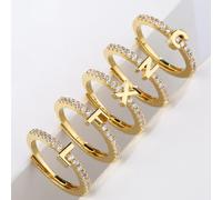 1 pezzo alla moda iniziali lettere Anello Donna classico semplice apertura dito Anello per donne festa Gioielli regalo all'ingrosso L,M,S,H,A,T,O,X,B,C,D,E,F,G,I,J,K,N,P,Q,R,U,V,W,Y,ZRame