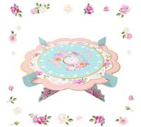 1 pezzo Alzata per cupcake monostrato da tea festa, supporto per torta con motivo a teiera e fiori, alzata per cupcake vintage, supporto per torta a tema occidentale in stile rustico per feste in camp