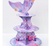 1 pezzo Alzata per torta a forma di sirena viola, decorazione per festa di compleanno a tema oceano e sirene, supporto per esposizione di cibo, decorazione per festa di nascità Tagli Unica,2 pezziCart