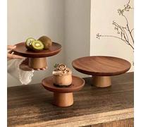 1 pezzo Alzata per torta in legno con base in legno, piatto per esporre dolci, vassoio multifunzione per frutta, adatto per la decorazione del tavolo da pranzo, servizio domestico e da cucina, utilizz