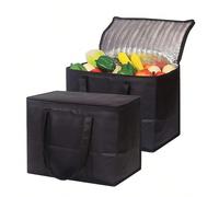 1 pezzo Ampia borsa per la spesa isolata, morbida, pieghevole e riutilizzabile con isolamento termico. Leggera borsa refrigerata per trasporto di cibo caldo e freddo e take-away. Adatta per viaggi in